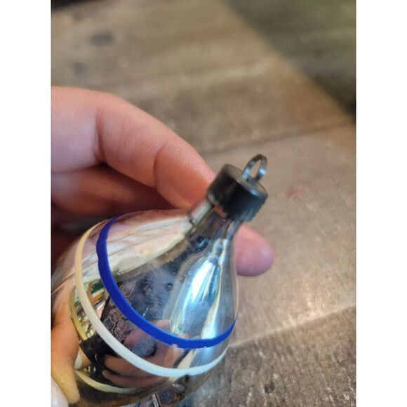 Reflective blown glass silver white blue line ornaments Xmas decor - Picture 7 of 7